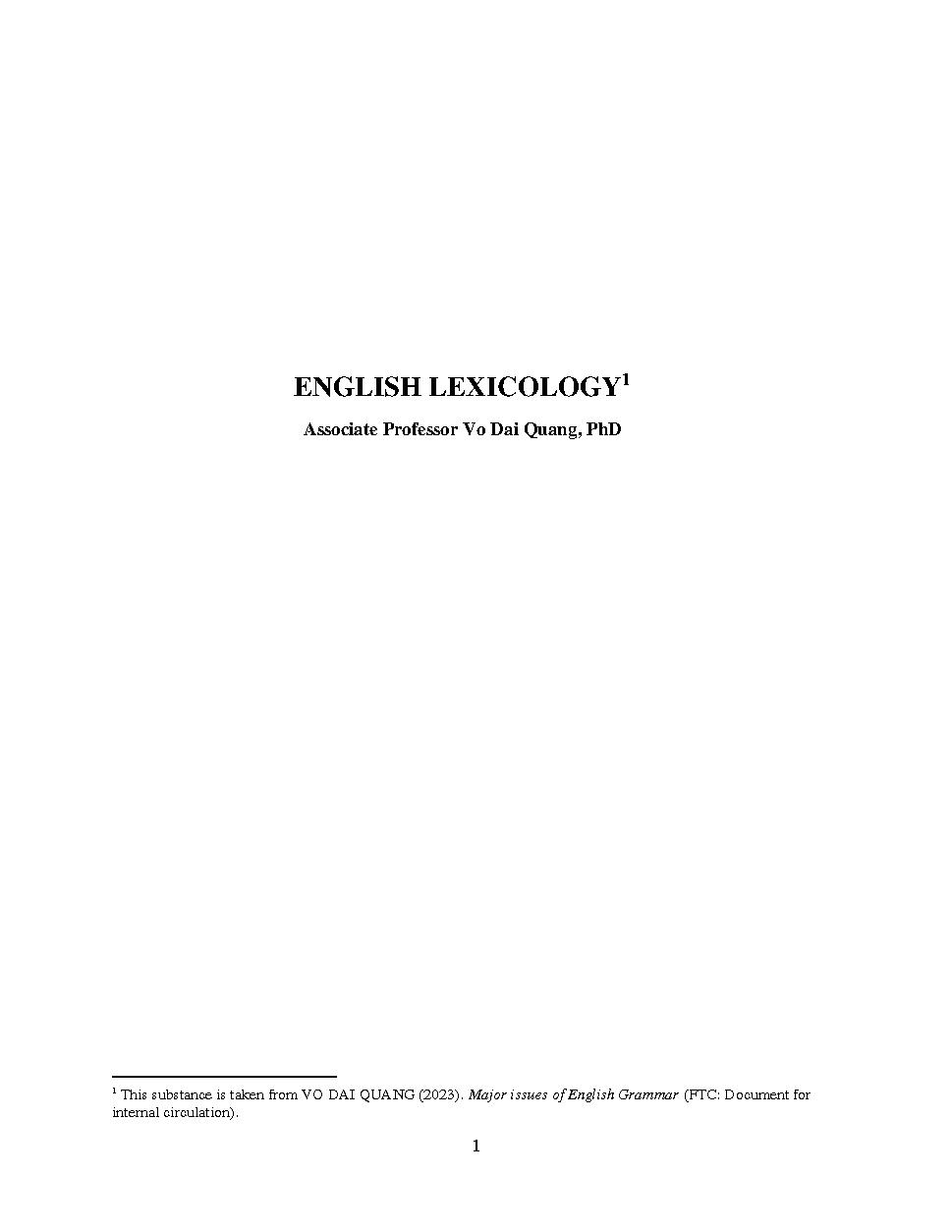 English Lexicology