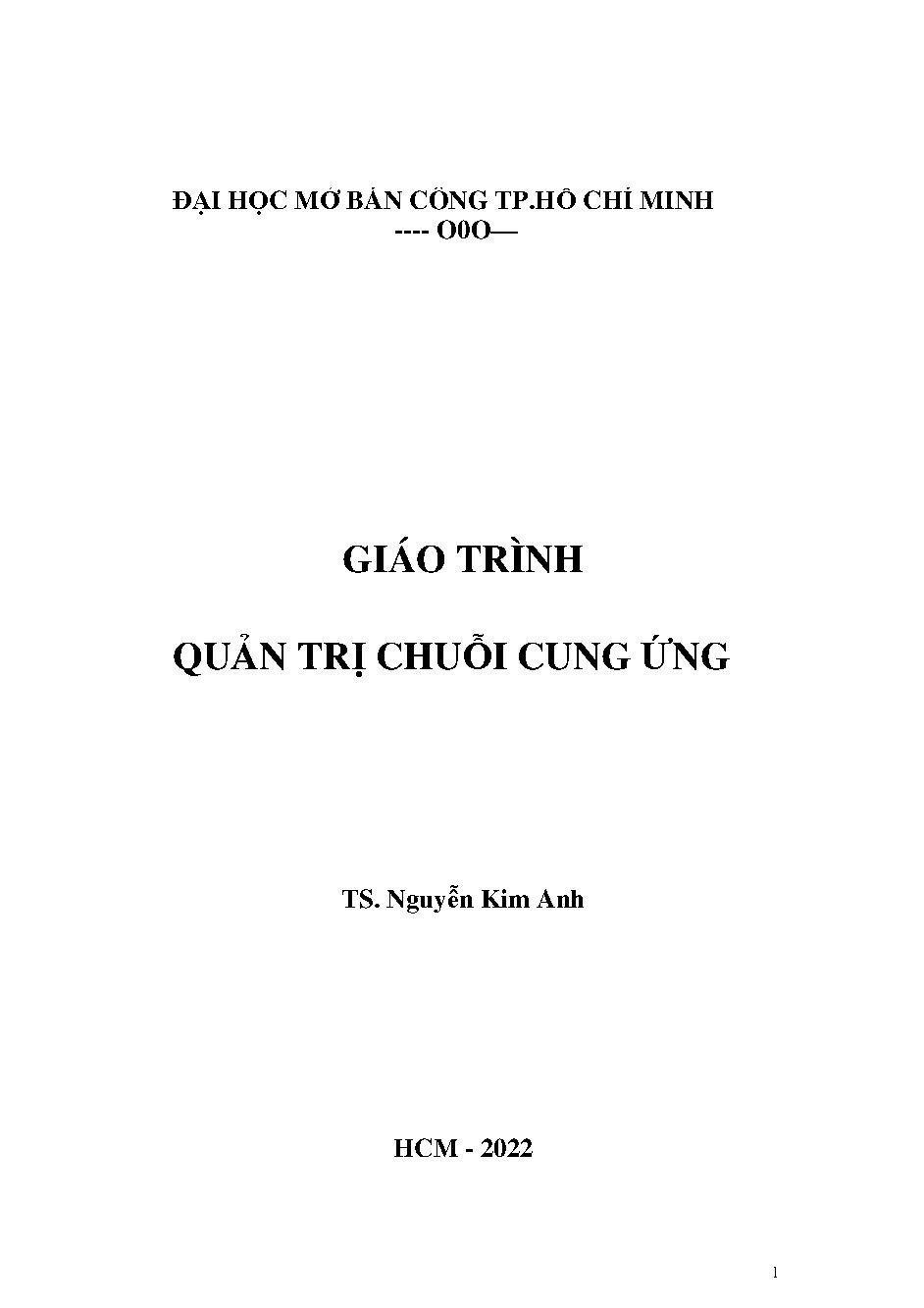 Giáo trình Quản trị Chuỗi cung ứng